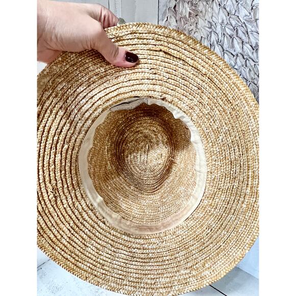 Lack of Color 100% Braided Straw Wide Brim Outdoor Sun Hat Beige One Size - Picture 5 of 7